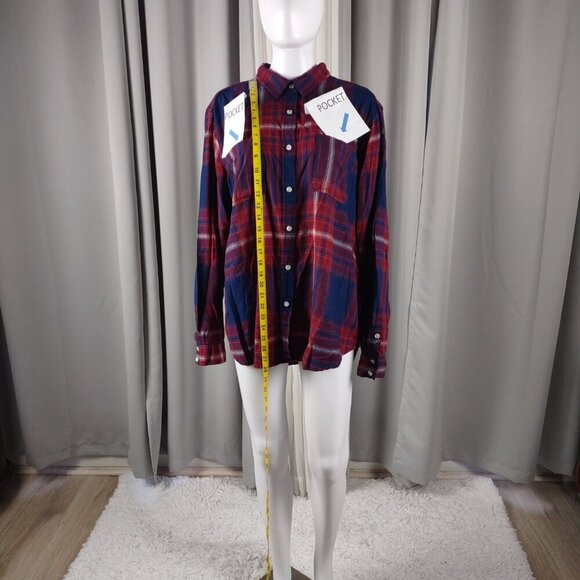 Mossimo Supply Co Blue Red Plaid Cotton Blend Flannel Button Down Shirt Size XXL - Picture 6 of 13